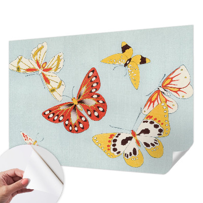 Papel de parede autocolante para sala com estampa de borboletas artísticas