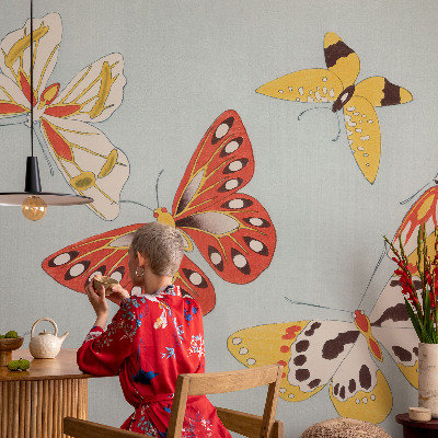 Papel de parede autocolante para sala Borboletas artísticas