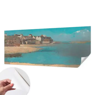 Papel de parede 3D com estampa de uma aldeia tranquila