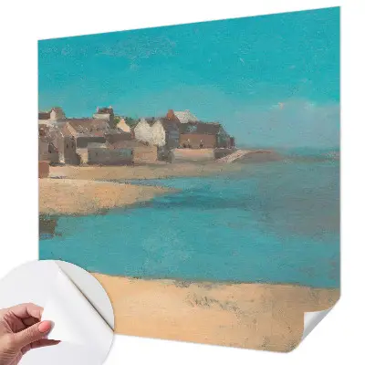 Papel de parede 3D com estampa de uma aldeia tranquila