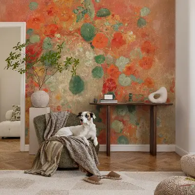 Papel de parede infantil com estampa de flores abstratas