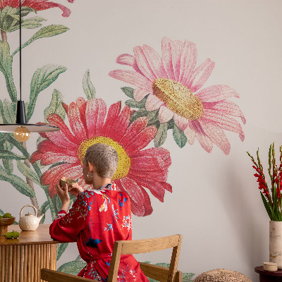 Papel de parede para criança com estampa de flores delicadas