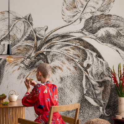 Papel de parede autocolante para sala Folhas de maçã