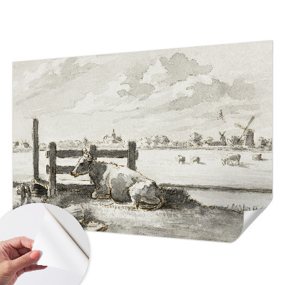 Autocolante de parede fotográfico com motivo 'Idílio rural' para decoração de interiores