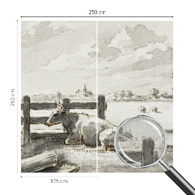Autocolante de parede fotográfico com motivo 'Idílio rural' para decoração de interiores