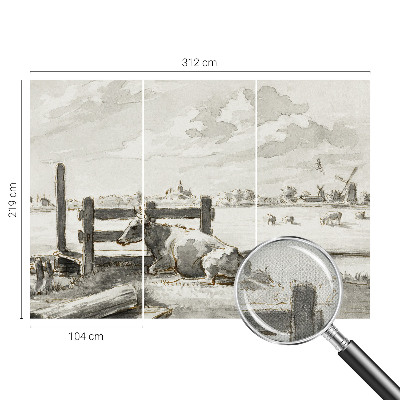 Autocolante de parede fotográfico com motivo 'Idílio rural' para decoração de interiores