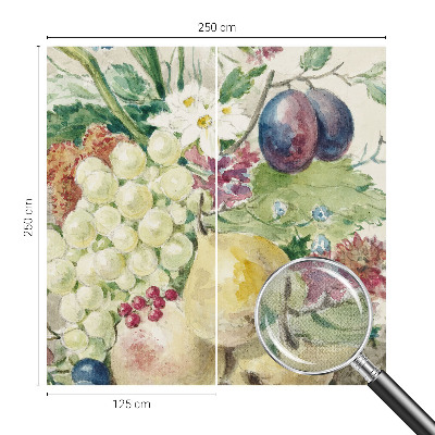 Papel de parede autocolante para quarto com estampa de flores e frutos