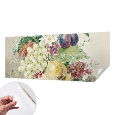 Papel de parede autocolante para quarto com estampa de flores e frutos