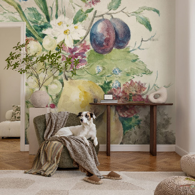 Papel de parede autocolante para quarto Flores e frutos