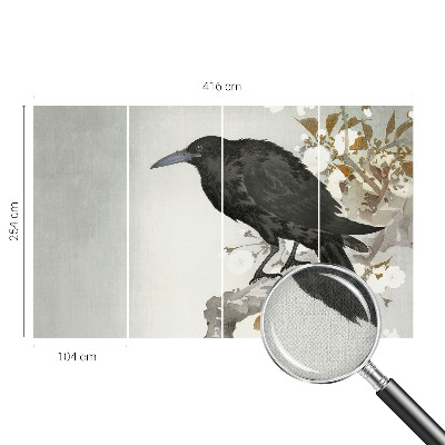Autocolante de parede fotográfico Corvo nas flores