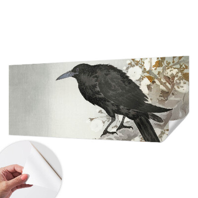 Autocolante de parede fotográfico Corvo nas flores