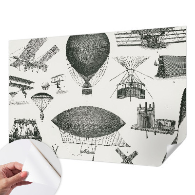 Papel de parede 3D com estampa com tema de história da aviação