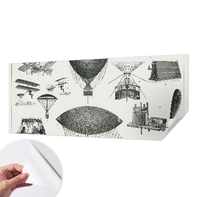 Papel de parede 3D com estampa com tema de história da aviação
