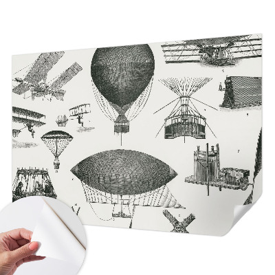 Papel de parede 3D com estampa com tema de história da aviação