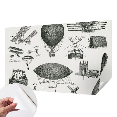 Papel de parede 3D com estampa com tema de história da aviação