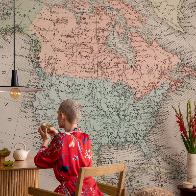 Papel de parede infantil com estampa de mapa histórico