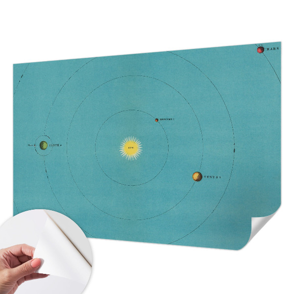 Papel de parede autocolante para sala com estampa de sistema cósmico