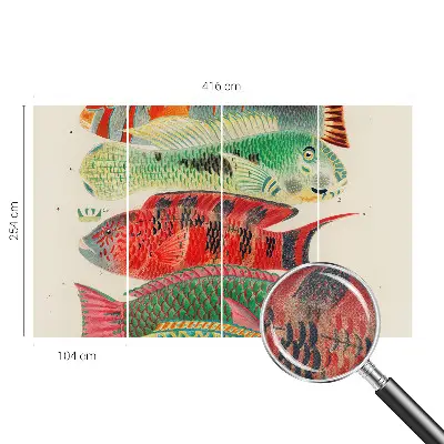 Papel de parede para criança com estampa de peixes exóticos