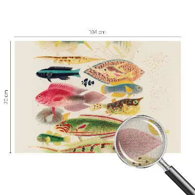 Papel de parede autocolante para sala com peixes coloridos