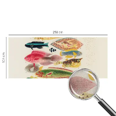 Papel de parede autocolante para sala com peixes coloridos