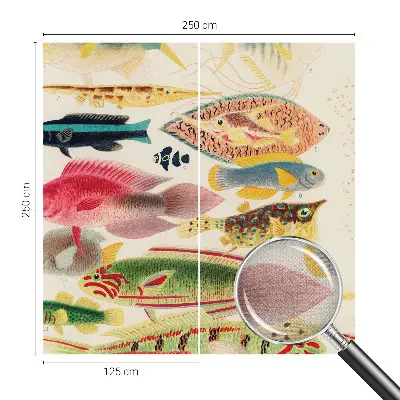 Papel de parede autocolante para sala com peixes coloridos
