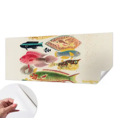 Papel de parede autocolante para sala com peixes coloridos