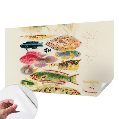 Papel de parede autocolante para sala com peixes coloridos