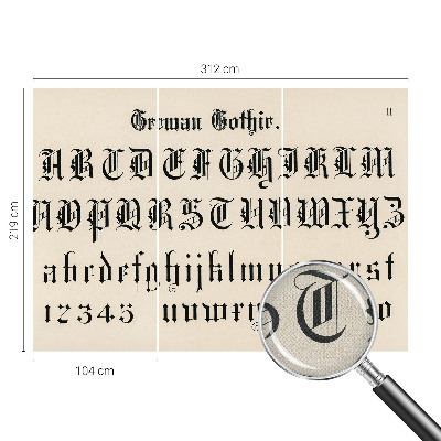 Autocolante de parede fotográfico com letras góticas