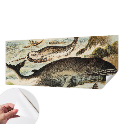 Papel de parede autocolante para sala com estampa de gigantes marinhos
