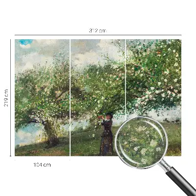 Papel de parede autocolante com estampa de cena de primavera