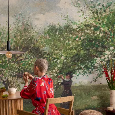 Papel de parede autocolante com estampa de cena de primavera