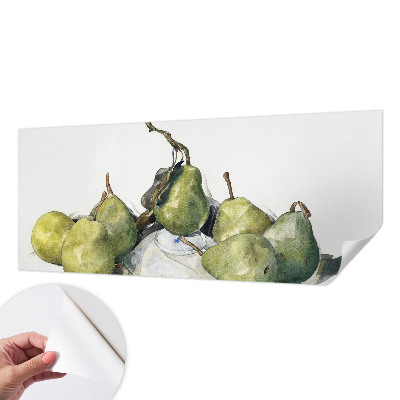 Papel de parede infantil com estampa de peras em aquarela