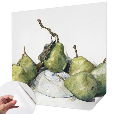 Papel de parede infantil com estampa de peras em aquarela