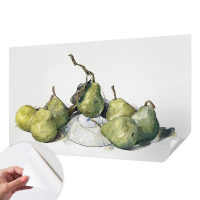 Papel de parede infantil com estampa de peras em aquarela