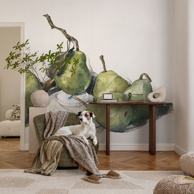 Papel de parede infantil Peras em aquarela