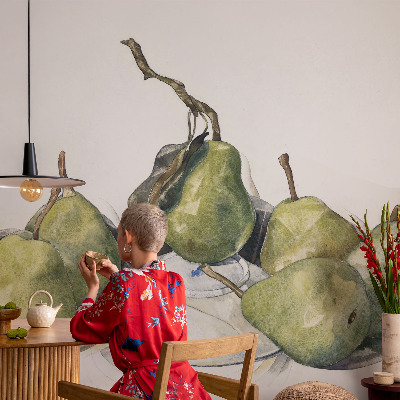 Papel de parede infantil Peras em aquarela