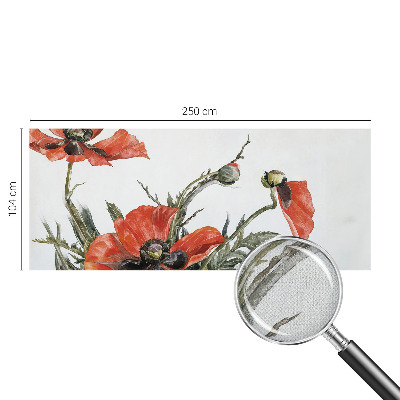 Papel de parede autocolante para sala com estampa de papoulas vermelhas