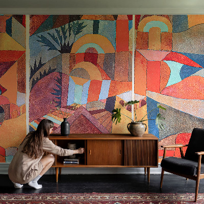 Papel de parede autocolante com padrão de mosaico colorido
