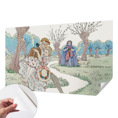 Papel de parede 3D com cena romântica