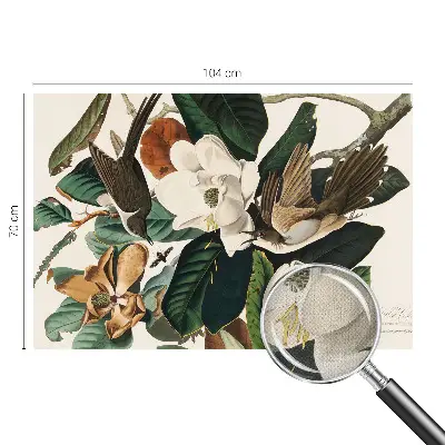 Papel de parede autocolante para quarto com pássaros e magnólias