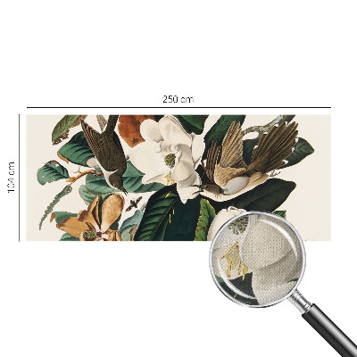 Papel de parede autocolante para quarto pássaros magnólias