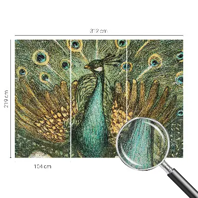 Papel de parede 3D com estampa de pavão majestoso
