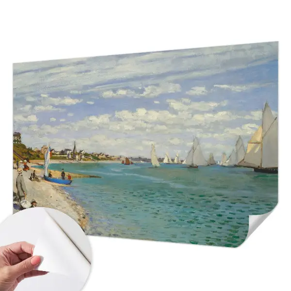 Papel de parede autocolante para sala com estampa de paisagem litorânea