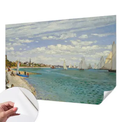 Papel de parede autocolante para sala com estampa de paisagem litorânea