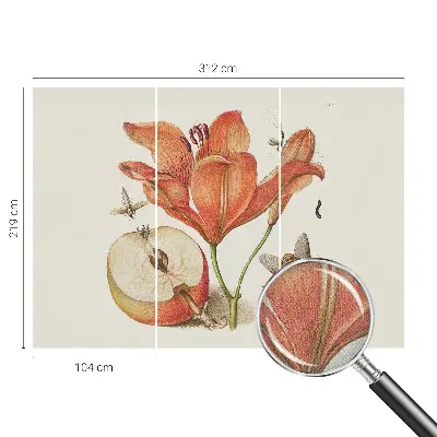Papel de parede autocolante com ilustração botânica