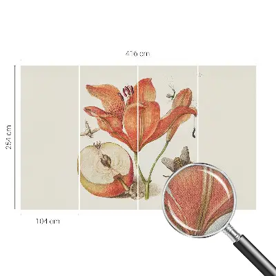 Papel de parede autocolante com ilustração botânica