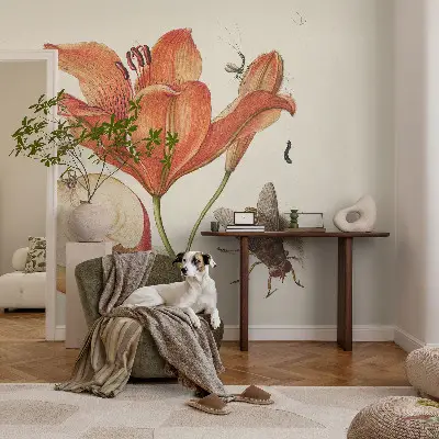 Papel de parede autocolante com ilustração botânica