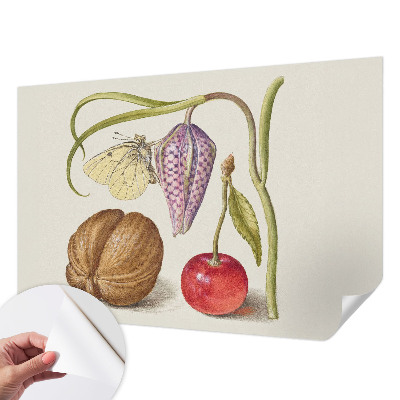 Papel de parede 3D com estampa de planta borboleta