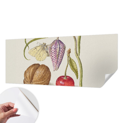Papel de parede 3D com estampa de planta borboleta
