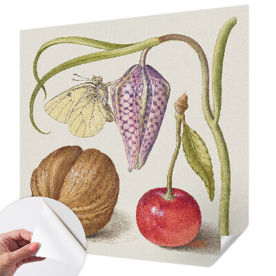 Papel de parede 3D com estampa de planta borboleta